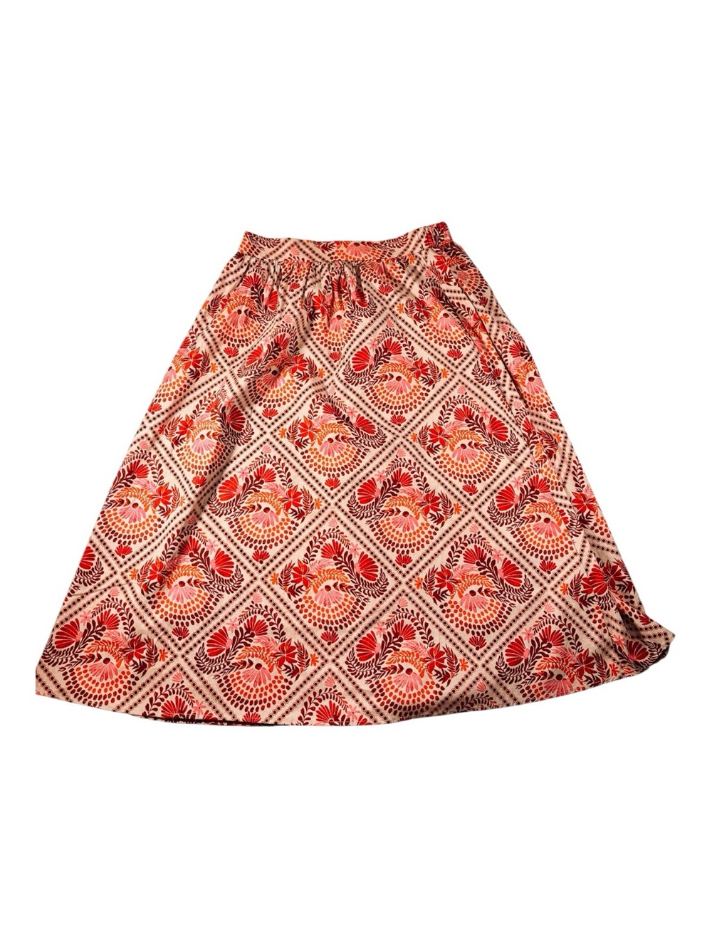 TE By Tracy Evans Cotton Skirt Woman Size M Multicolor Coral folk scandinavian